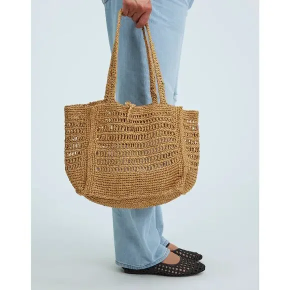 NWT Madewell The Open-Crochet Straw Packable Tote - Picture 3 of 3